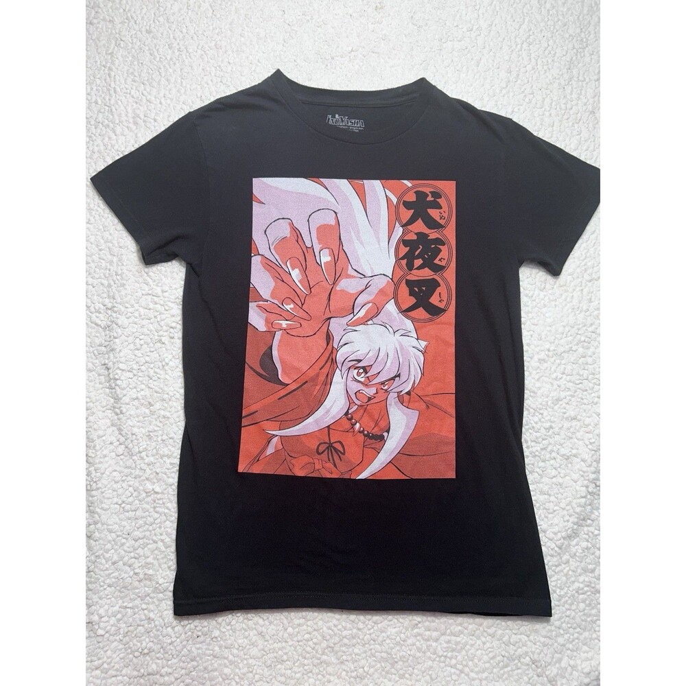 Inuyasha Anime Graphic T-Shirt Black Red Kanji Box Claws Attack Manga Tee Size S